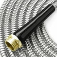 thumbnail image 5 of 125FT Metal Garden Hose - Flexible Water Hose with Solid 3/4" Brass Connectors 360 Degree Brass Jet Sprayer Nozzle - Lightweight Kink Free Strong and Durable Heavy Duty 304 Stainless Steel, 5 of 5