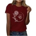 thumbnail image 1 of Tops de Ajuste Suelto para las Mujeres Sudadera Casual Impresa Manga Corta Cuello Redondo Superior, Poliéster, 1 of 4