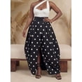 thumbnail image 5 of Black And White Polka Dot Pleated Maxi Skirt With Front Slit, Elegant Resort Style For Daily Wear And Parties, 5 of 7