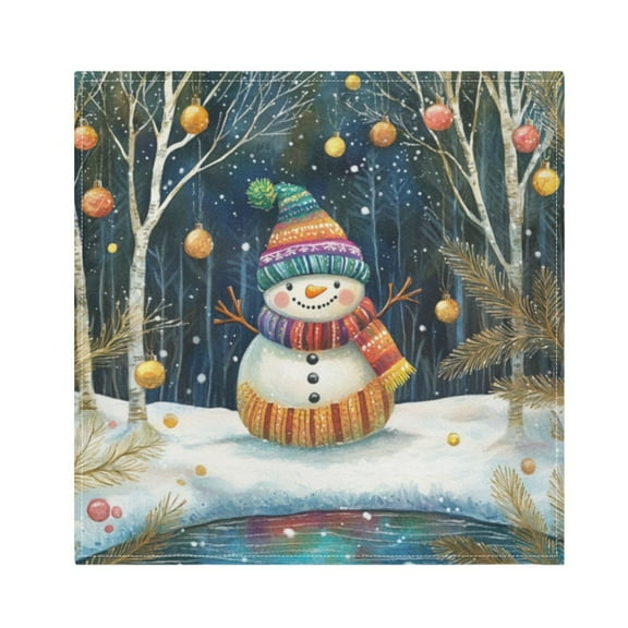 Napkin Satin Napkin 20*20Inchx1 Kitchen Towel Dinner Plate Towel Decorative Towel Napkin Tea Towel Suitable For Kitchen Table Colorful Hat Christmas Snowman