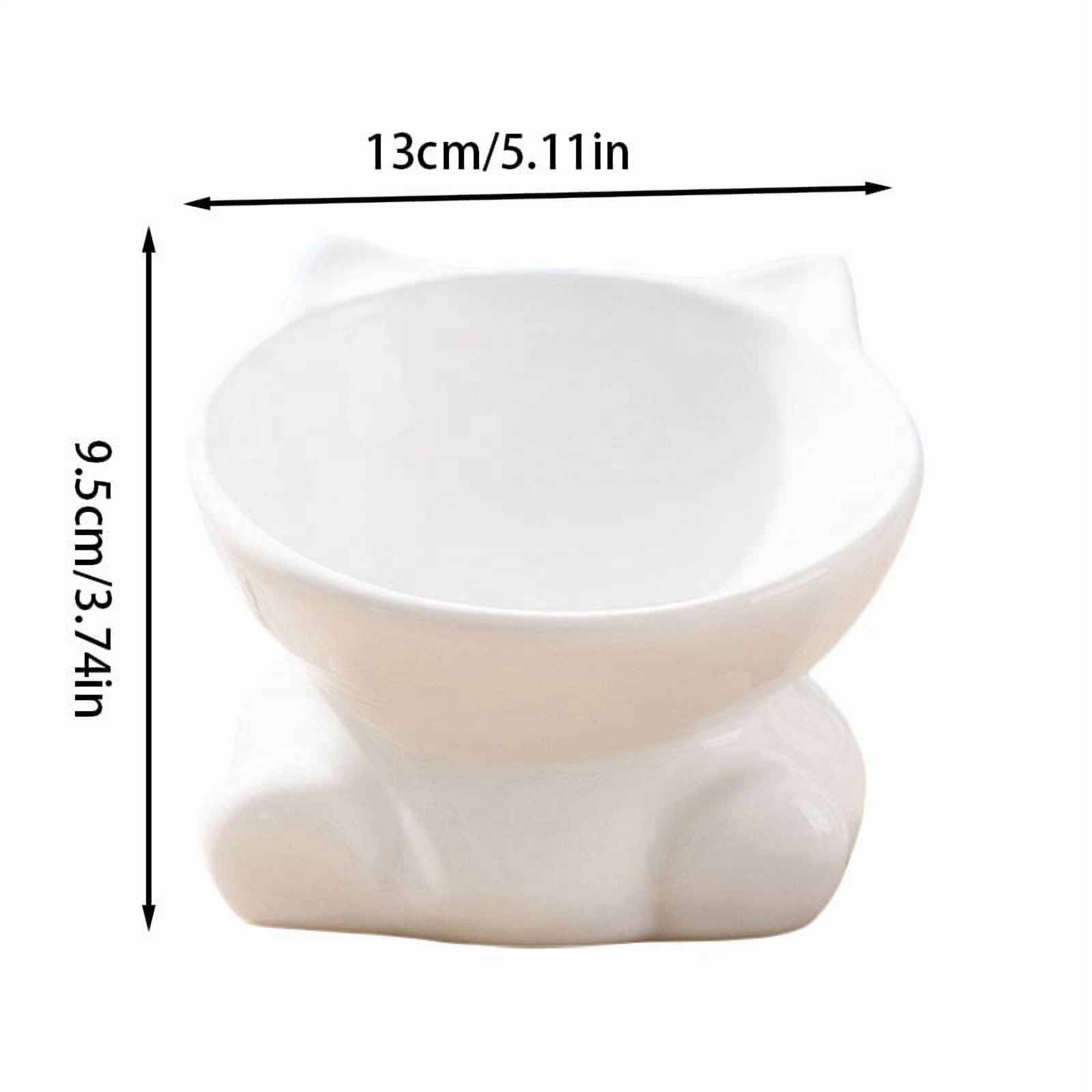 Elevated Cat Bowls Ceramic Raised Feeder Dish for Indoor Cats & Small Dogs, 15-Degree Tilt Whisker Friendly Shallow Bowl to Reduce Neck Strain, Vomit, and Spine Pressure