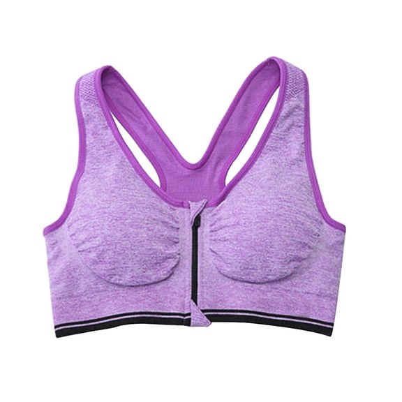 MOKKHNB Vest Bra Purple 1Pcs Xl Size Zipper Sports Bras Women
