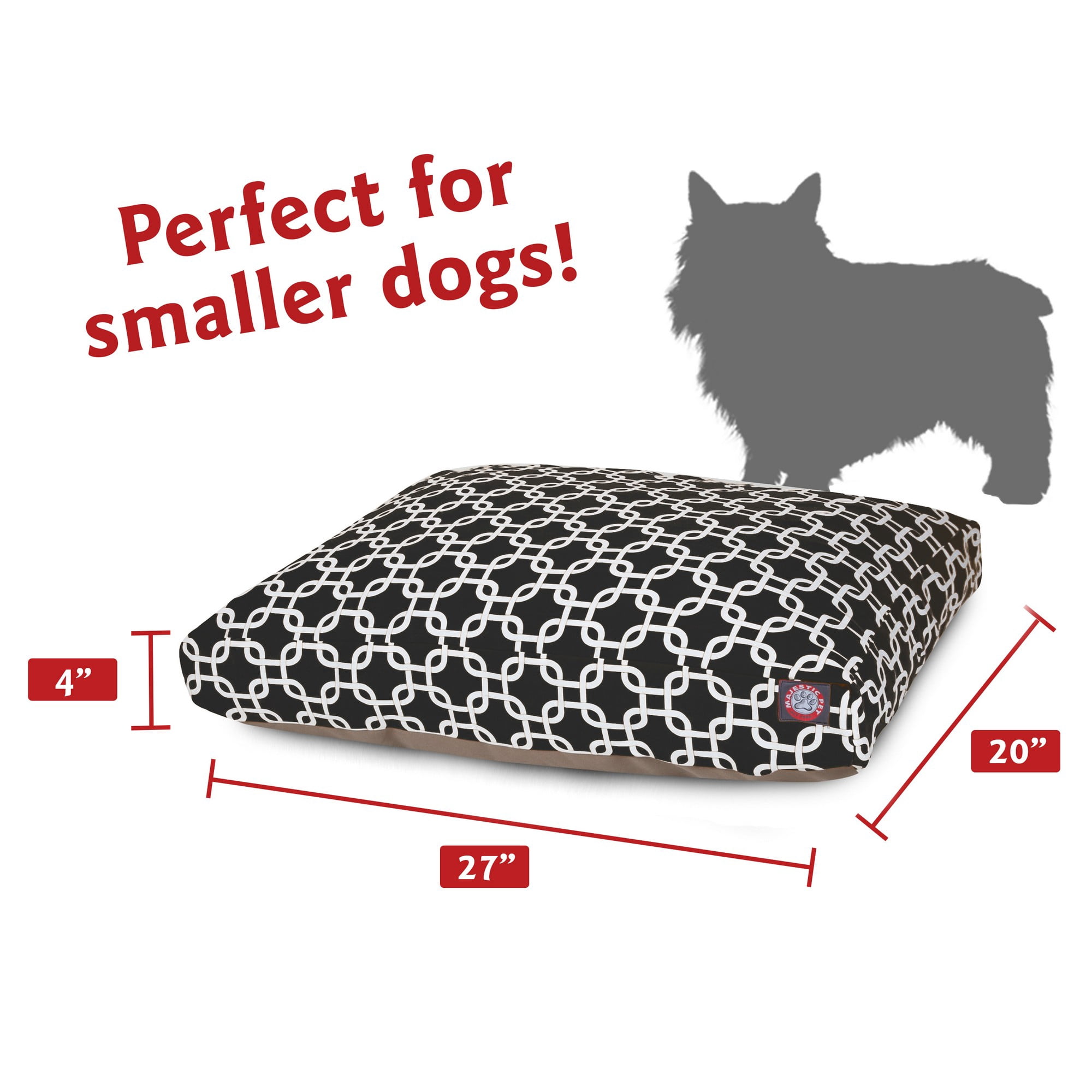 Majestic Pet | Links Shredded Memory Foam Rectangle Pet Bed For Dogs, Removable Cover, Black, Small