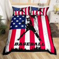 thumbnail image 2 of Juego de cama de béisbol Vintage American Flag Funda nórdica King para adolescentes Niños, 2 of 7