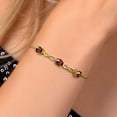 thumbnail image 3 of Gem Stone King 3.02 Ct Oval Checkerboard Red Garnet E-F Lab Grown Diamond 18K Yellow Gold Plated Silver Bracelet for Women, 3 of 5