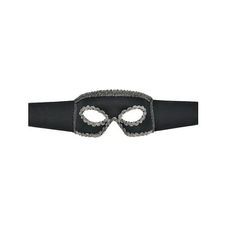 Black Mask Silver Trim Italian Eye Mask Mardi Gras Masquerade Halloween Unisex
