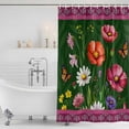 thumbnail image 3 of Spring Flowers Shower Curtain, Waterproof Shower Curtains for Bathroom, Purple Boho Farmhouse Botanical Florals Washable Fabric Bathtub Curtain Set Bath Decor with 12 Hooks Extra Long 72"x96", 3 of 8