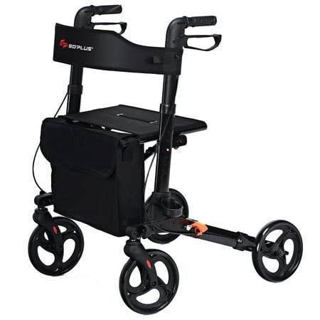 Gel Rollator Handle Covers - Goplus Folding Medical Rollator Lightweight Aluminum Walker Seniors w Adjustable Handle