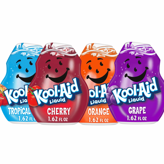 Kool-Aid Liquid Drink Mix Variety Pack – Tropical Punch, Cherry, Orange & Grape (4 Bottles, 1.62 fl oz Each)