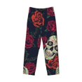 thumbnail image 4 of Balery Men'S Roses Skulls Pants,Sleepwear Pants,Pajama Pants,Pj Bottoms Drawstring And Pockets-Small, 4 of 9