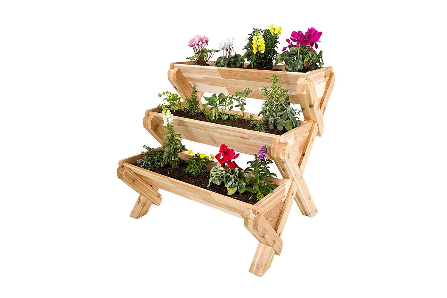 CedarCraft Cascading Garden Planter 3 Tier Vertical