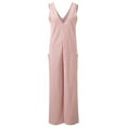 thumbnail image 4 of Aayomet Plus Size Jumpsuits For Women Women Summer Wide Leg Jumpsuit Sleeveless V Neck Casual Loose Jumpsuit Comfy Baggy Tank,Pink XXL, 4 of 4
