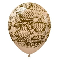 12 inch Kalisan Safari Snake - White Sand W/ Dark Brown Ink Latex Balloons (25 Pack) - Party Supplies Decorations