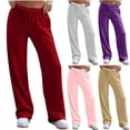 thumbnail image 2 of ctdiral Wide Leg Sweatpants Women Casual Baggy Y2k Jogger Pants Stretchy Drawstring Soft Straight Leg Pants with Pockets High Waisted Preppy Long Sweat Pants Gray M, 2 of 5