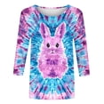 thumbnail image 3 of Womens Easter Shirt Plus Size Tshirts Graphic Tee Cute Bunny Printed Short Sleeve Crewneck Holiday Tops (L, Blue|Tie-dye), 3 of 5