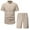 Khaki, variant on Honeeladyy Men's Button Down Hawaiian Outfit Sets Casual Short Sleeve Shirt and Shorts Suits #A-Black-S