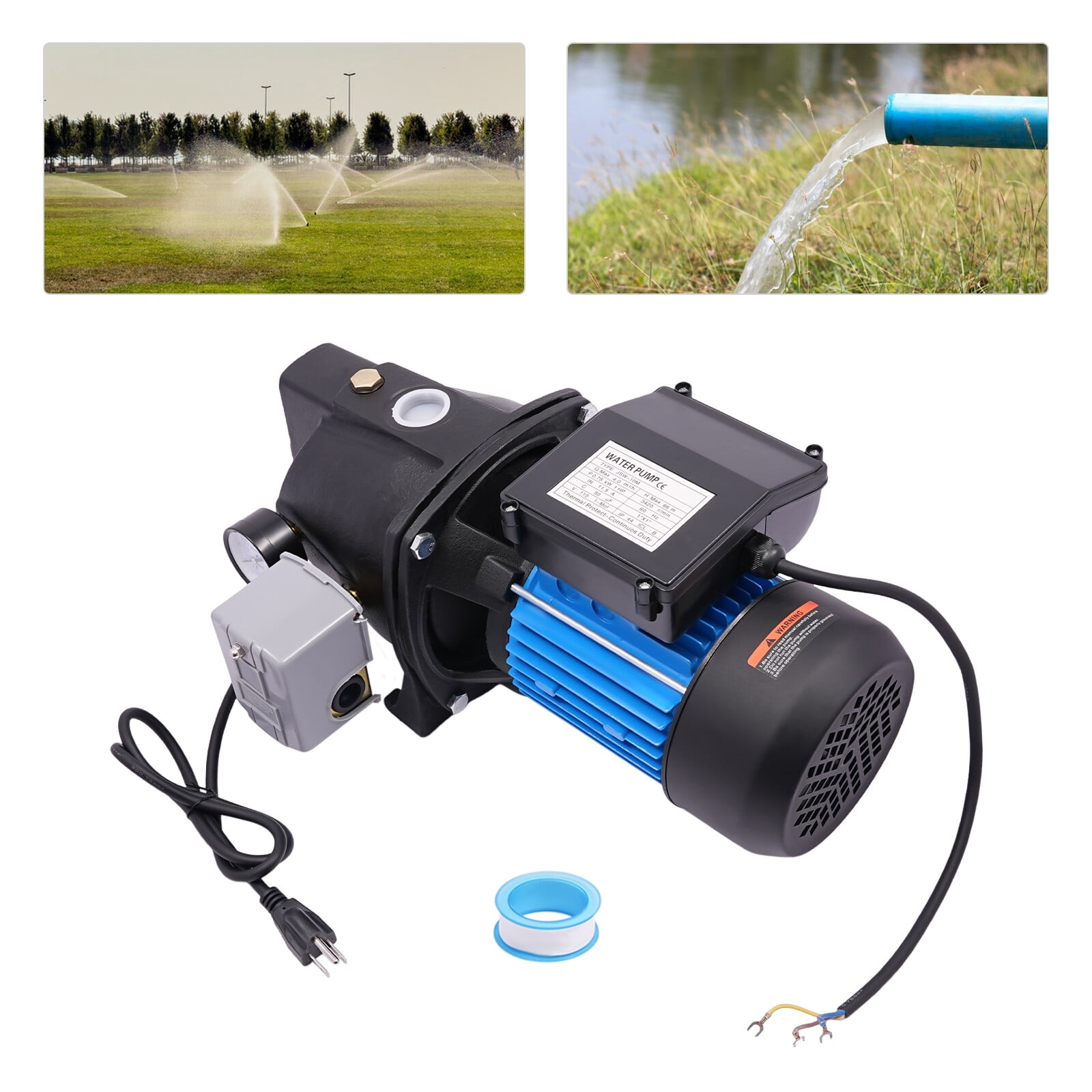1HP Water Pump With Pressure Switch 1" Diameter Well Pump For Farm Irrigation Home Water Supply, Agricultural Irrigation
