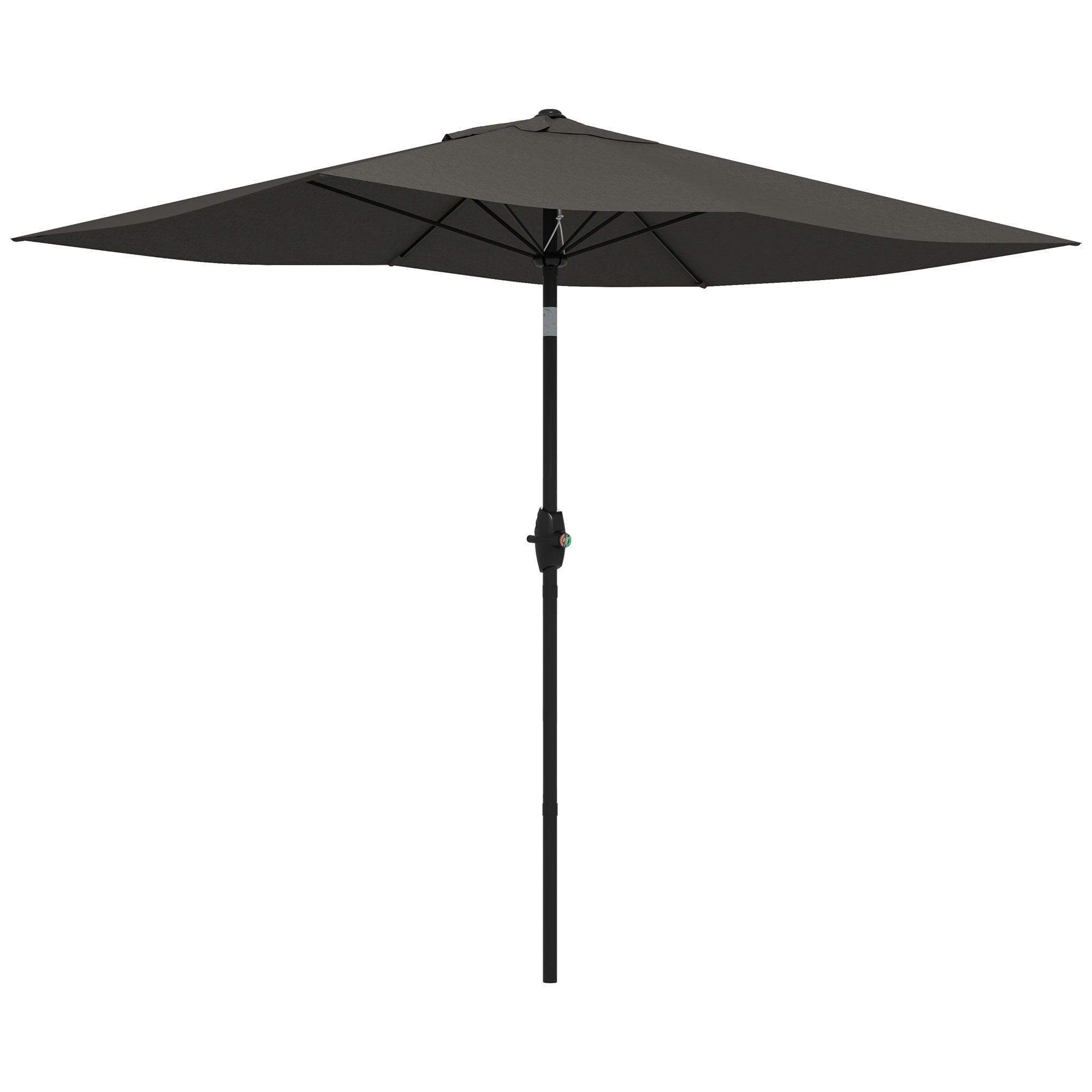 Outsunny 6.5' x 10' Patio Umbrella w/ Crank and Push Button Tilt, Gray