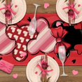 thumbnail image 4 of Valentine's Day Red Table Runner, Black White Love Heart Pink Stripes Polka Dots Kitchen Dining Table Decor, Wedding Anniversary Home Decoration Indoor Outdoor Party Supply es Valentine's, 4 of 6