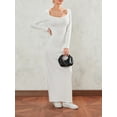 thumbnail image 6 of KelaJuan Women Long Dress, Long Sleeve Dress Square Neck Backless Flower/Solid Cocktail Dress for Party, 6 of 6