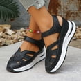 thumbnail image 6 of EliteGoogv Womens Closed Toe Sandals Wedge Heel Hollow Out Sandals For Women Adjustable Strap Slip On Outdoor Walking Shoes Summer Beach Shoes Black US :6.5, 6 of 9