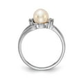 thumbnail image 2 of Solid 14k White Gold 6mm Freshwater Cultured Pearl Diamond Ring Band Size 6 (.02 cttw.), 2 of 5