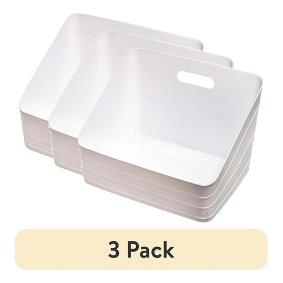 (3 pack)Wide Plastic Slanted Closet Organizer, Arctic White