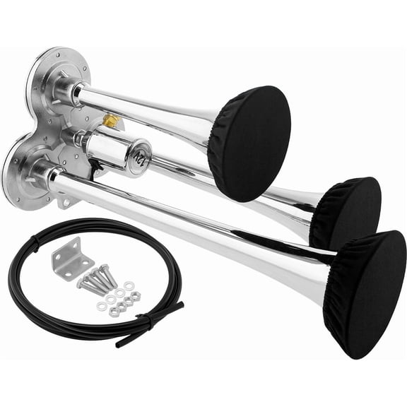 Vixen Horns Train Horn for Truck/Car Triple Trumpet Cover Chrome VXH3114LCP