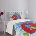 thumbnail image 5 of Ambesonne Blue White Quilted Bedspread Set 2 Pcs, Abstract Balloons, Twin Size, Pale Green and Red, 5 of 6