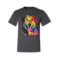thumbnail image 3 of Smiling Dog | Colorful Neon Golden Retreiver | Dean Russo Art Animal Lover Men's T-Shirt, Heather Black, Large, 3 of 6