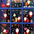 thumbnail image 4 of Conjunto de dos pegatinas navideñas de Papá Noel para ventana, pegatinas estáticas para pared navideñas con copos de nieve para sala de estar y ventana, 4 of 5