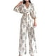 thumbnail image 2 of Puntoco Conjunto de dos piezas de top y pantalones con estampado de temperamento y cuello en V para mujer Puntoco Puntoco-2984, 2 of 6
