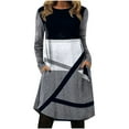 thumbnail image 1 of Pompotops Robe Décontractée Mode Femme Col Rond Manches Longues avec Poches Imprimées, 1 of 8