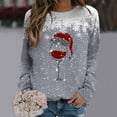 thumbnail image 2 of Sudadera sin capucha Gibobby de Manga larga con cuello redondo y estampado de copa de nieve navideño Gris M, 2 of 4