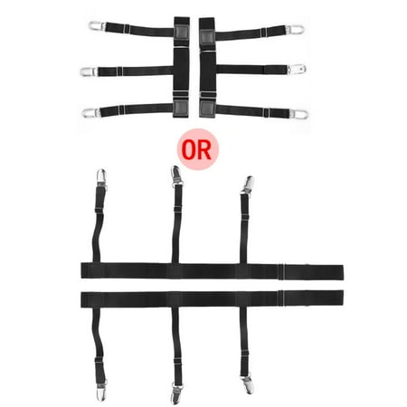 

SPHET 2Pcs/Set Mens Shirt Stays Holder Non-slip Locking Clamps Elastic Leg Suspenders