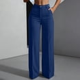 thumbnail image 5 of cocolona Womens A-line High Waist Dress Pants Button Zipper Waist Straight Wide Leg Work Pants Summer Business Casual Pants with Pockets, 5 of 5