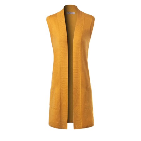 Made By Olivia Made By Olivia Women S Solid Long Vest Sleeveless