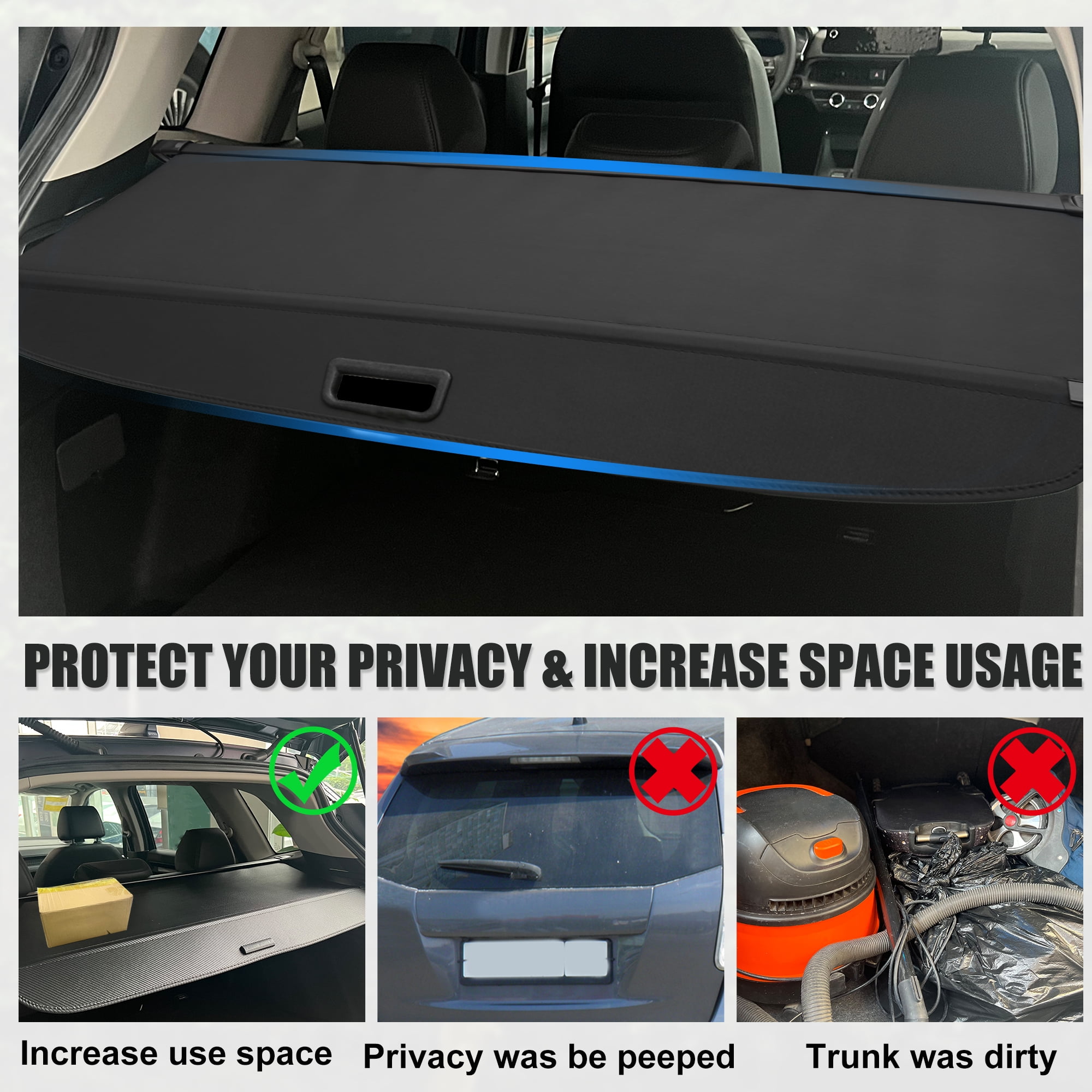 Unique Bargains Retractable Cargo Cover for Toyota RAV4 2019-2023 Shade Gloss Black