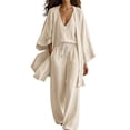 thumbnail image 2 of Ussuma Solid Color 3 Piece Sets for Women V-Neck Sleeveless Tank and Cardigan with Elastic Waist Loose Plus Size Drawstring Pants with Pockets Intellectual Sets Dressy Casual Party Travel Work XL, 2 of 6