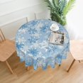 thumbnail image 3 of Christmas Round Tablecloth 70 Inch Blue White Snowflake Round Table Cloth Xmas Winter Holiday Table Covers Polyester Indoor Outdoor Tablecloths for Kitchen Dining Picnic Party, 3 of 6