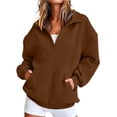 thumbnail image 7 of Lumtrix Womens Oversized Sweatshirts V Neck Henley Turtle Neck Long Sleeve Button Fleece Pullover, Casual Teen Girls Y2K , Fall Winter Fashion Coffee M, 7 of 7