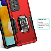TJS for Samsung Galaxy A15 5G Phone Case, with Tempered Glass Screen Protector, [Military Grade] Heavy Duty Magnetic Support Ring Kickstand Cover for Galaxy A15 5G (Blue)