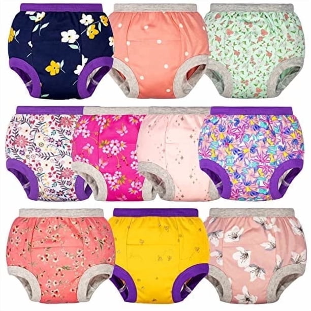 BIG ELEPHANT Pantalones de Entrenamiento para Niñas Pequeñas, Ropa Interior de Entrenamiento para Niñas Pequeñas, Paquete de 10, 7-8 Años