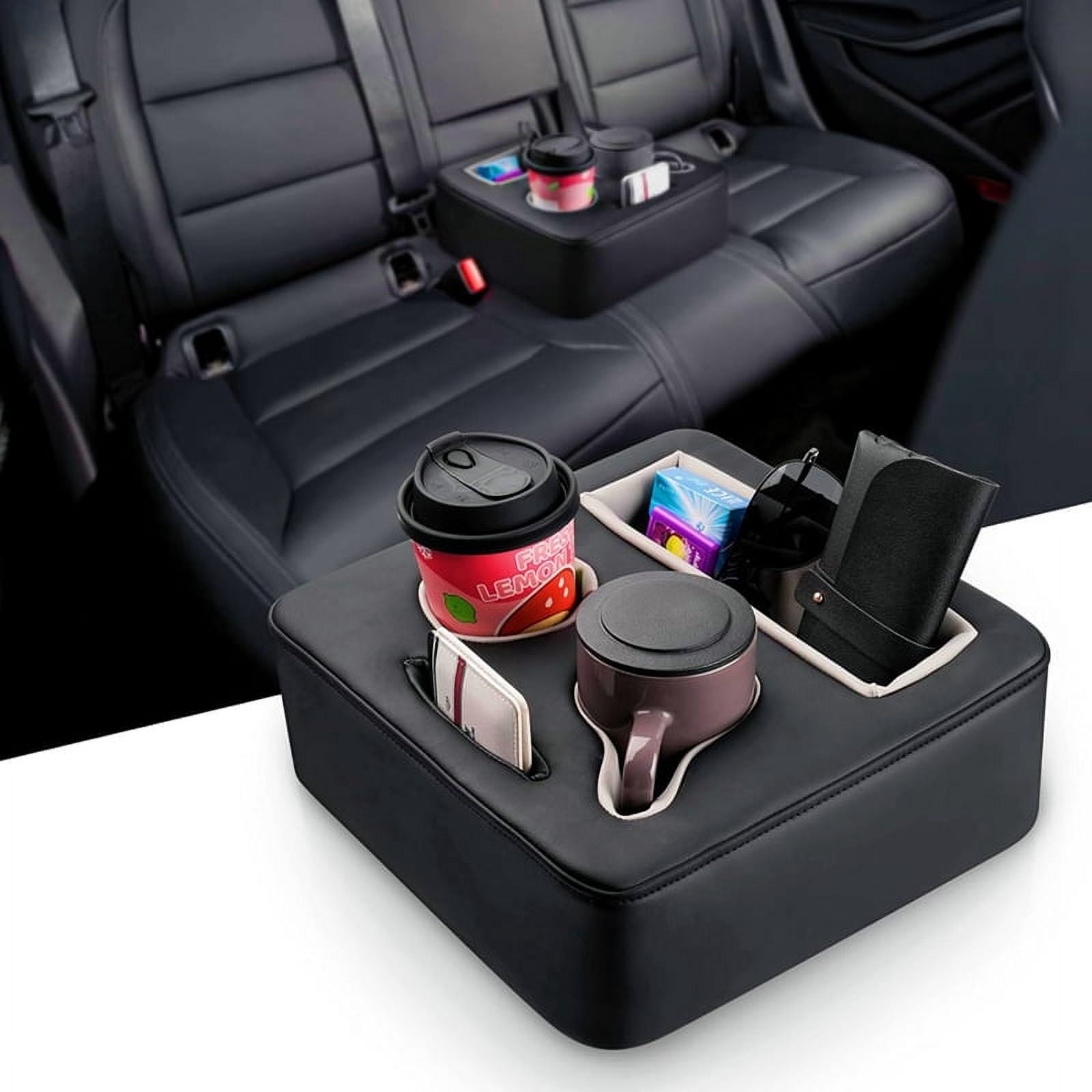2X Backseat Cup Holder for Car, PU Cup Holder for Couch Sofa Bed, Car Cup Holder for Back Seat Tray Organizer