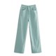 thumbnail image 3 of Pantalones de Mujer Traje Casual Denim Color Sólido Bolsillo Trabajo Pantalones de Cintura Portátiles Pantalones Casuales de Mujeres, 3 of 5