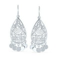 thumbnail image 2 of Bling Jewelry Womens Bali  Style Teardrop Dangling Coins Statement Earrings Sterling Silver, 2 of 5