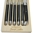 thumbnail image 3 of Laguiole Serrated Edge Sharp Premium Dishwasher Safe Full Tang Stainless Steel 6-Piece Steak Knife Set, Elegant Black Handle by Clermont Coutellerie, 3 of 5