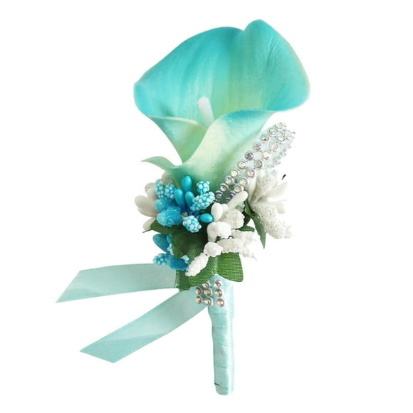 Ramillete de flores para novios, ramilletes de novia, ramilletes de boda rojos, individuales Cielo azul