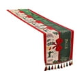 thumbnail image 2 of Hxlamzoo Christmas Table Flag & Printed Rectangular Tablecloth with Fringe - Red & Gray Holiday Home Decor, Soft Cloth 120x35cm for Festive Party Decorations, 2 of 7