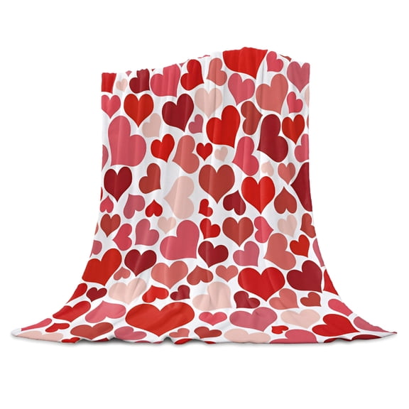 AUQ Sherpa Fleece Throw Blanket Cozy Soft Warm Bed Blankets, Valentine'S Day Love Dark Red Pink Heart Fuzzy Plush Microfiber Lightweight Blankets All Season for Couch Sofa 40X50In